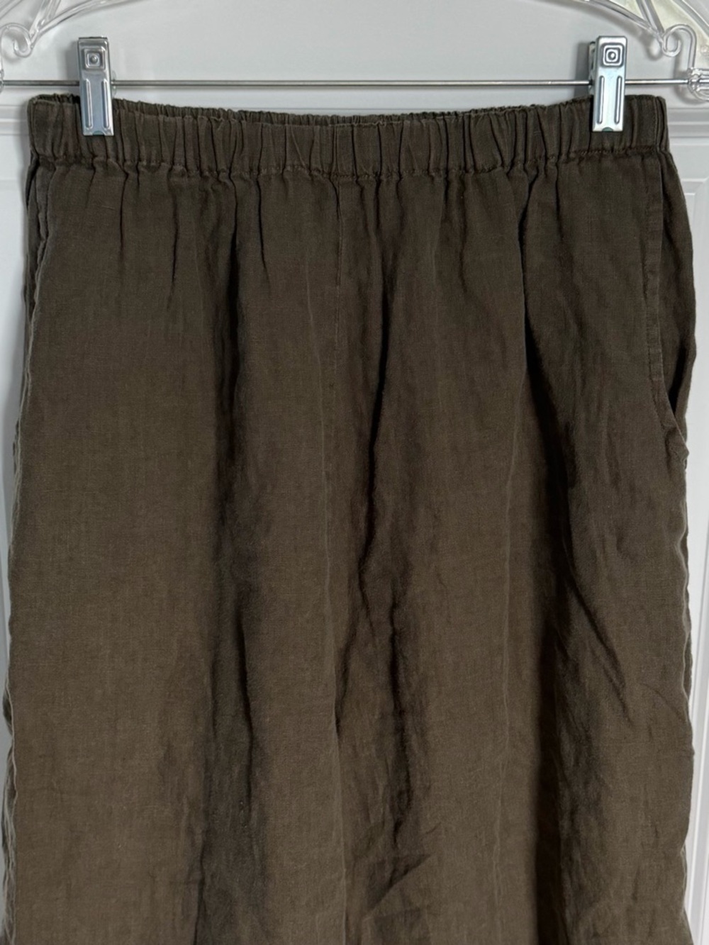 FLAX by Jeanne Engelhart Brown Linen Wide-Leg Pants Medium 39701 - Picture 6 of 10